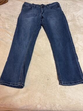 Izod Navy Comfort Stretch Jeans with Red Logo Patch
